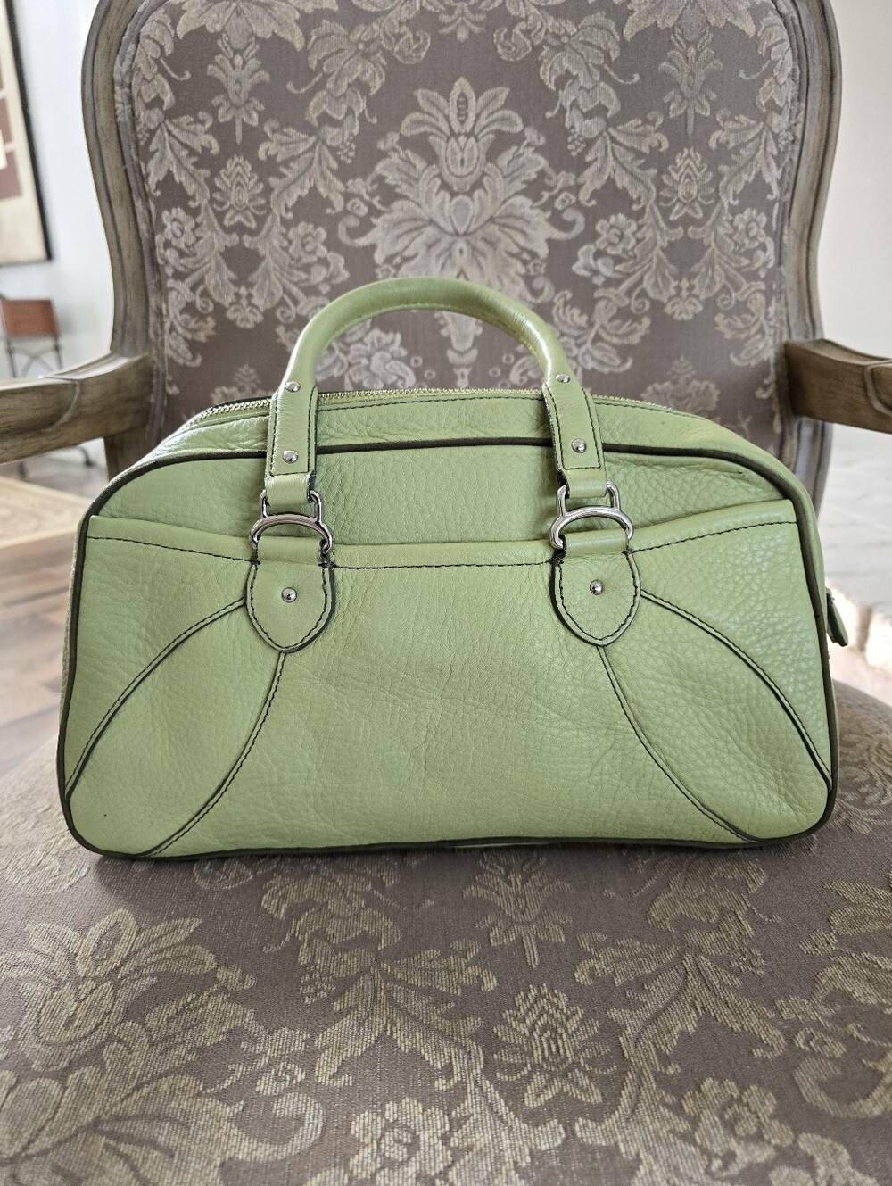 Cole Haan Village Satchel Pistachio Green Pebbled Leather Vintage 💚 (Defects)